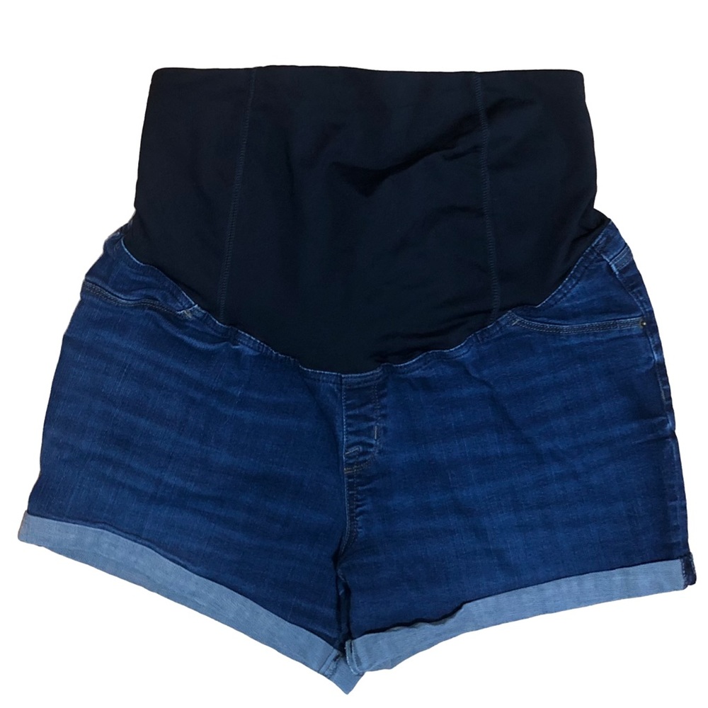 Isabel Maternity Midi Shorts Dark Wash Denim‎ 16 33 Belly Panel